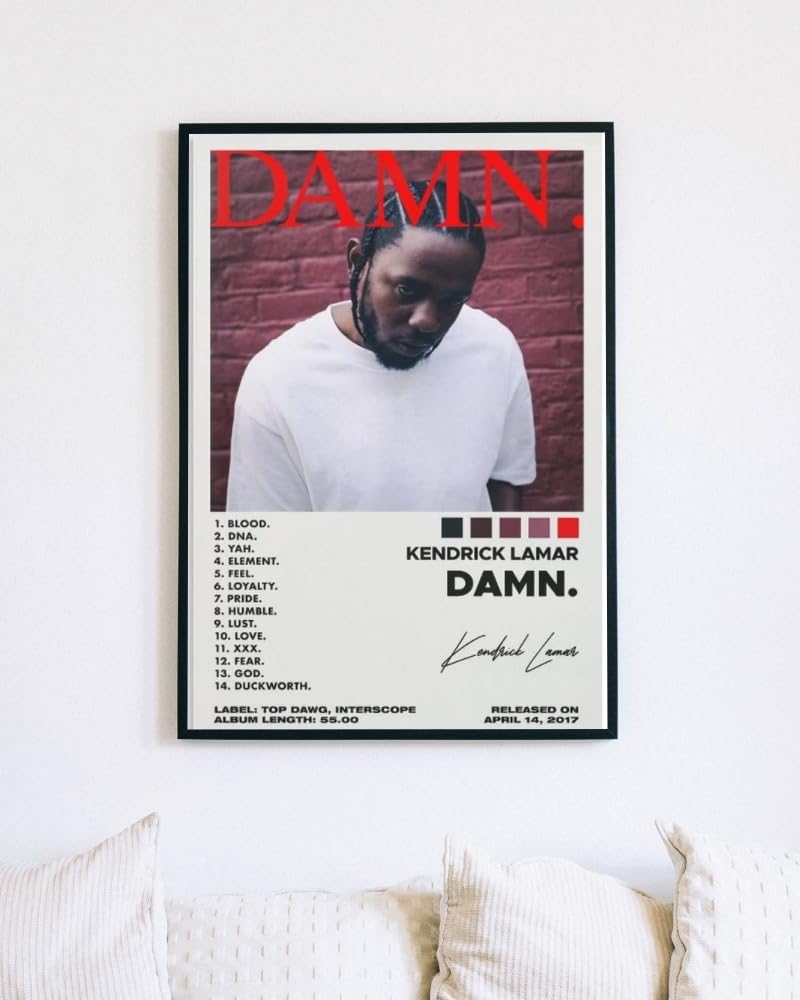 LAMIFRAME Kendrick Lamar Damn Album Cover Framed Wall Art, Matte